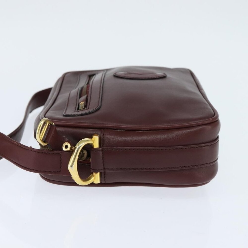 Authentic CARTIER Must Line Shoulder Bag Leather Bordeaux Gold - Picture 11 of 16